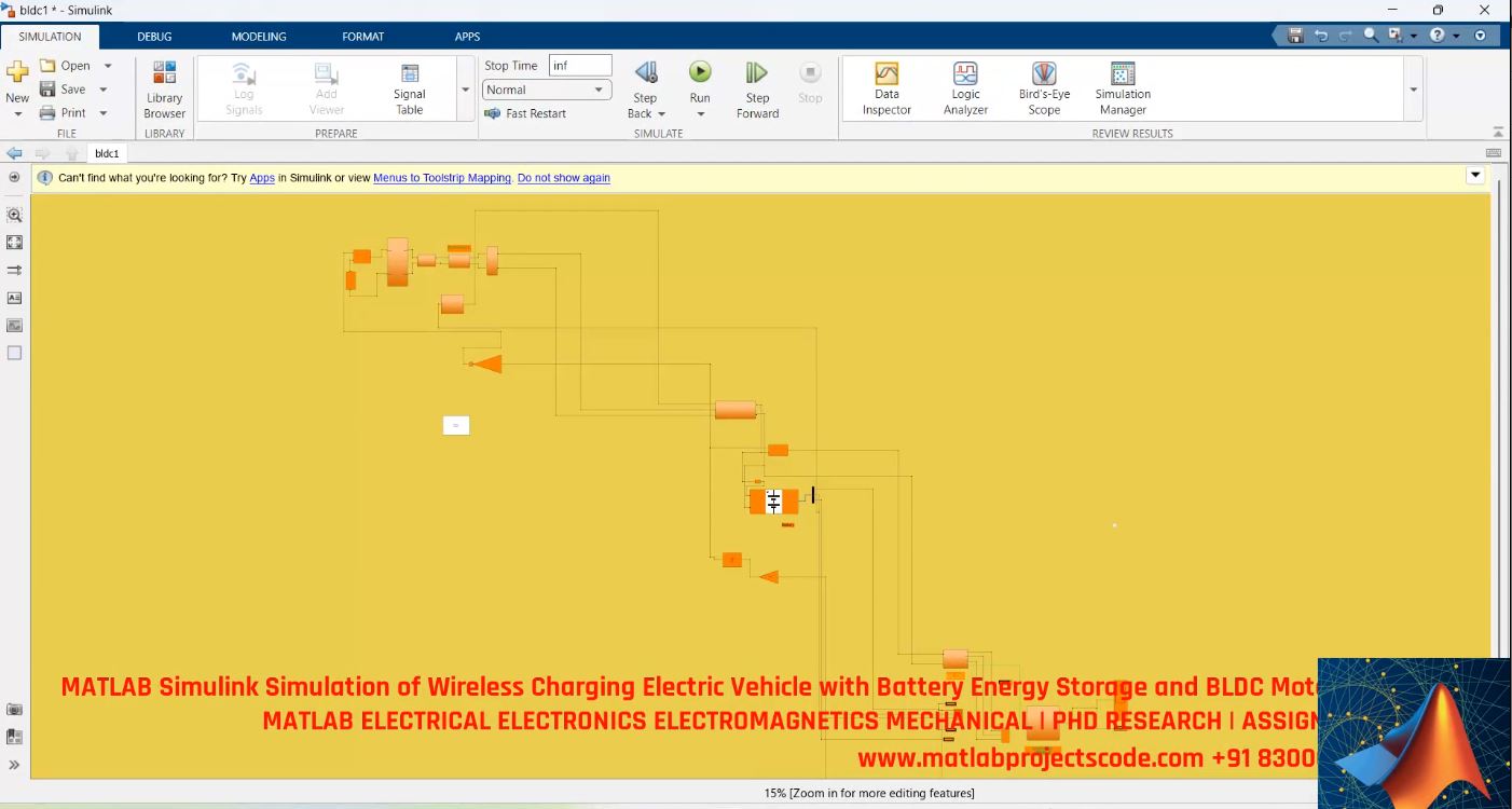 MATLAB Simulink Simulation of Wireless Charging Electric Vehicle with Battery Energy Storage and BLDC Motor Drive
